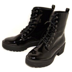 Forever 21 Women’s Black Patent Leather Chunky Platform Combat Boots – Size: 5.5